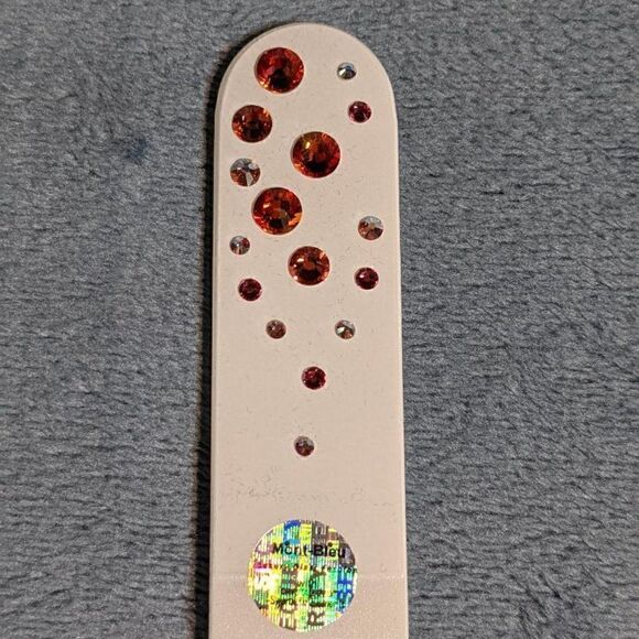 🆕 7.5" White Czech Crystal Nail File W/BEAUTIFUL PINK & ORANGE SWARO… - Picture 1 of 6